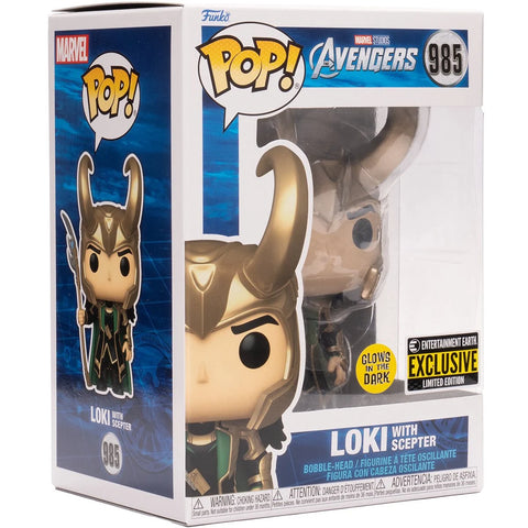 Funko Pop! Marvel Avengers LOKI WITH SCEPTRE #985 vinyl bobble-head figure EE Exclusive