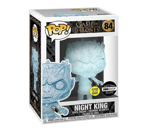 Funko Pop! Game of Thrones Crystal NIGHT KING #84 with Dagger in Chest Glow-In-The-Dark vinyl figure HBO EXCLUSIVE