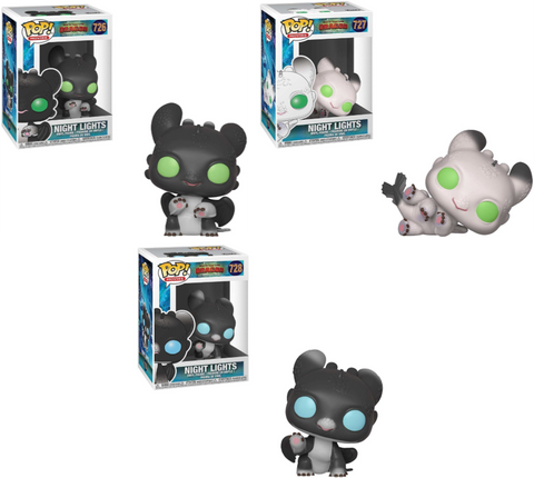 Funko Pop! How to Train Your Dragon 3 Night Lights Complete Set of 3 Vinyl Figures
