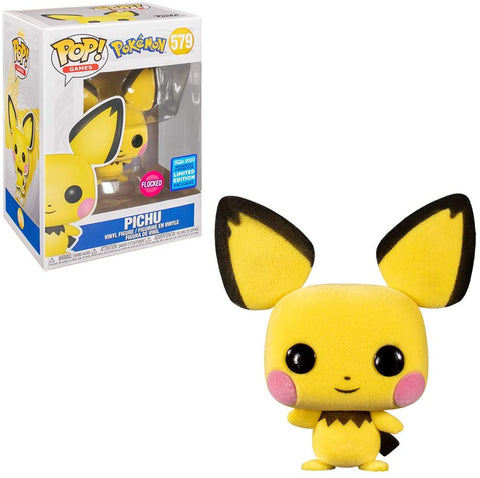 Funko Pop! Pokemon PICHU #579 vinyl figure FLOCKED 2020 WONDER CON EXCLUSIVE