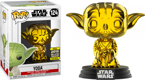 Funko Pop! Vinyl Star Wars YODA Gold Chrome #124 2019 Galactic Convention Exclusive